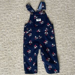 Oshkosh Bgosh Navy Floral Corderoy Overalls 12 months